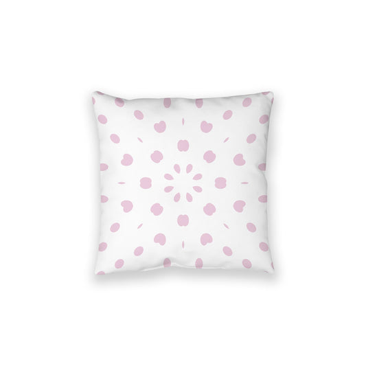 White Spun Polyester Floor Pillow, Pink Burst on Top, White Bottom, 28 x 28 inches