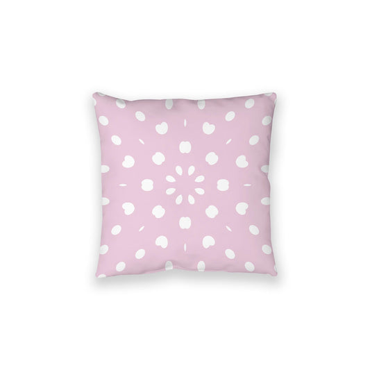 Pink Spun Polyester Floor Pillow, White Burst Pattern on Top, Pink Bottom, 28 x 28 inches
