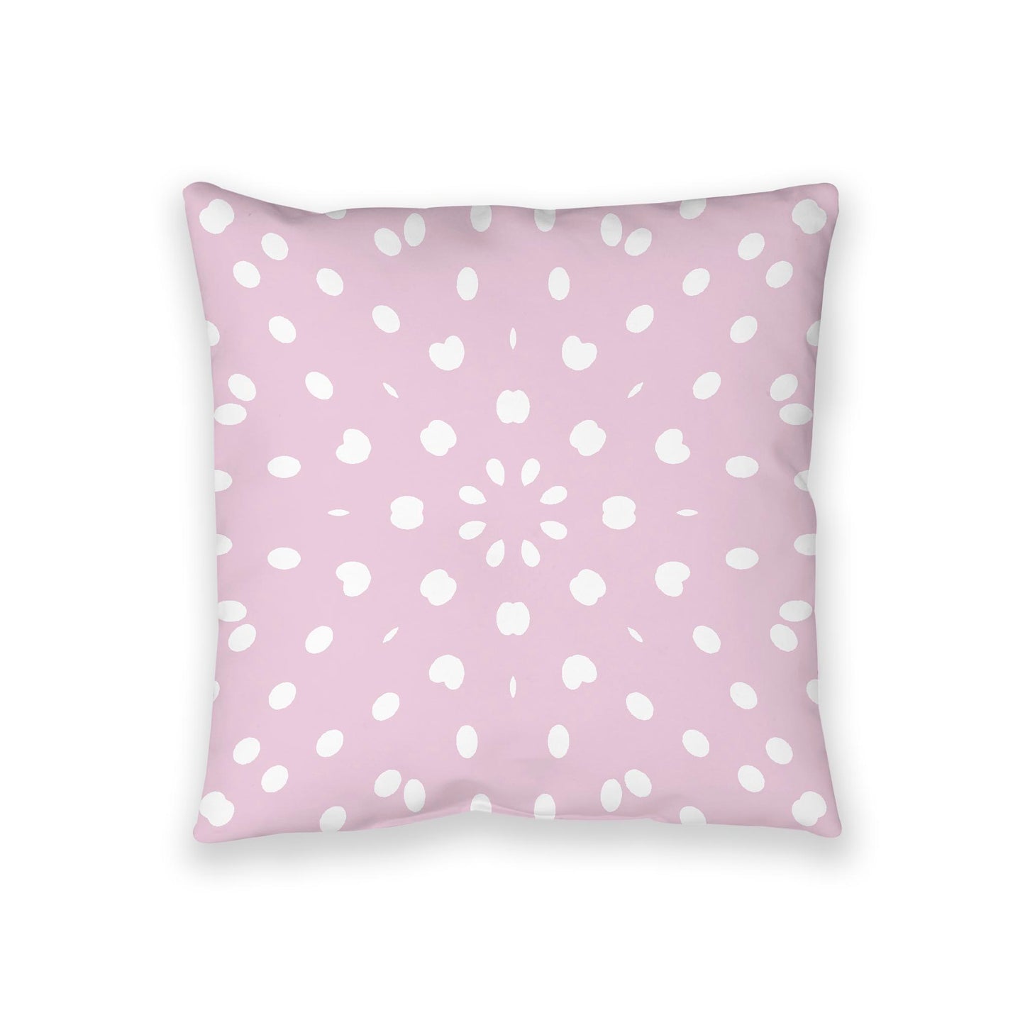 Pink Spun Polyester Floor Pillow, White Burst Pattern on Top, Pink Bottom, 36 x 36 inches