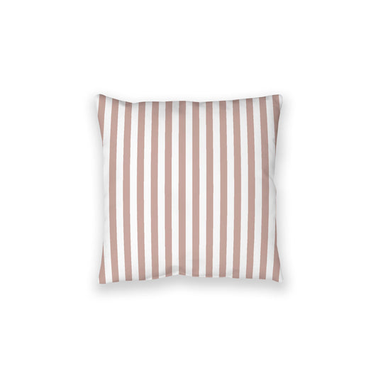 White Spun Polyester Floor Pillow, Bold Salmon Bars on Top, White Bottom, 28 x 28 inches