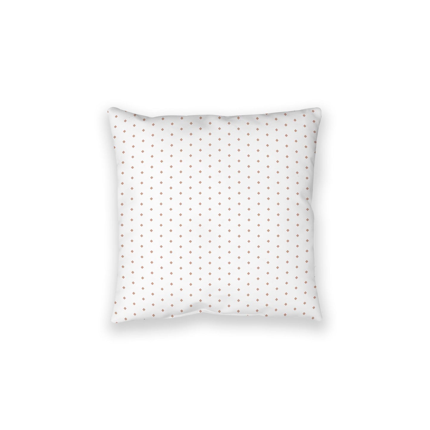 White Spun Polyester Floor Pillow, Salmon Diamonds on Top, White Bottom, 28 x 28 inches