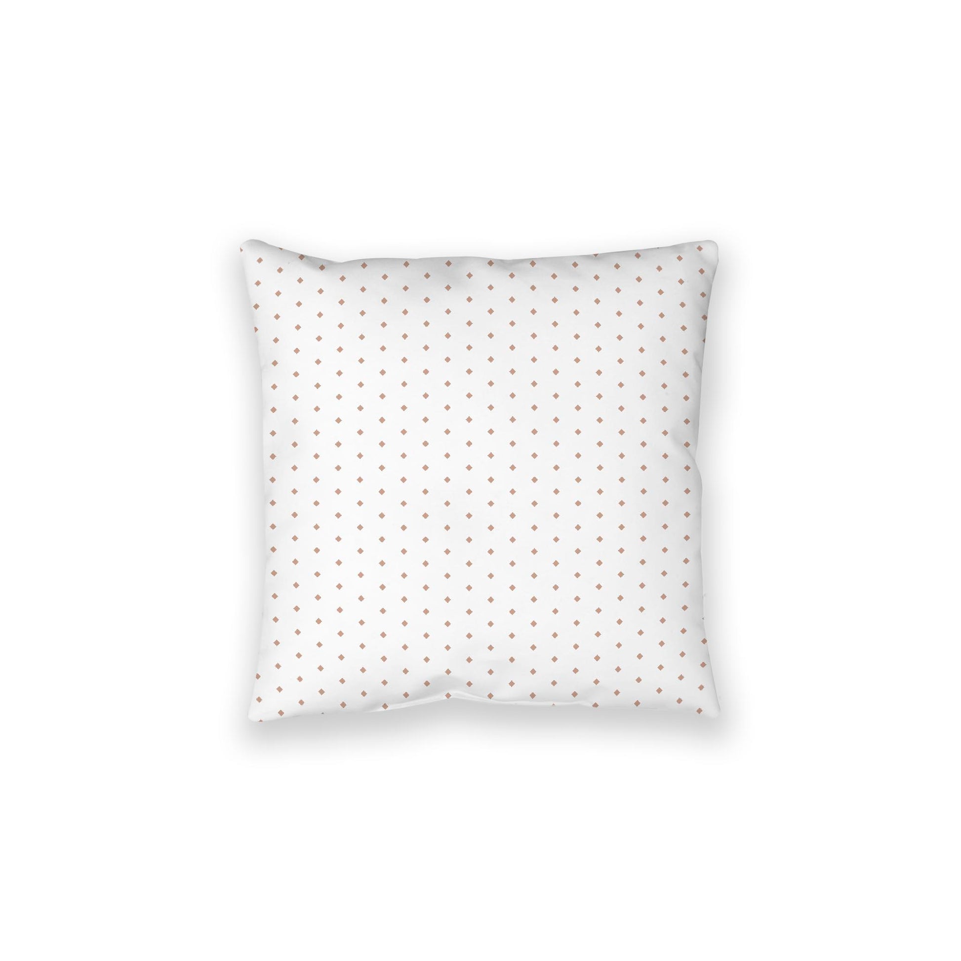 White Spun Polyester Floor Pillow, Salmon Diamonds on Top, White Bottom, 28 x 28 inches