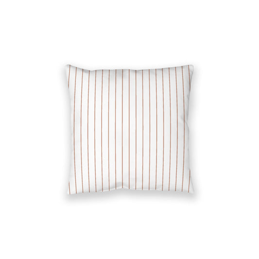 White Spun Polyester Floor Pillow, Salmon Stripes on Top, White Bottom, 28 x 28 inches