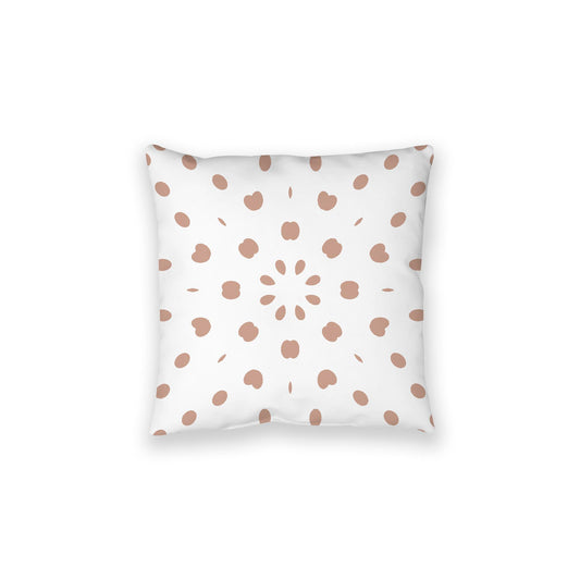 White Spun Polyester Floor Pillow, Salmon Burst on Top, White Bottom, 28 x 28 inches