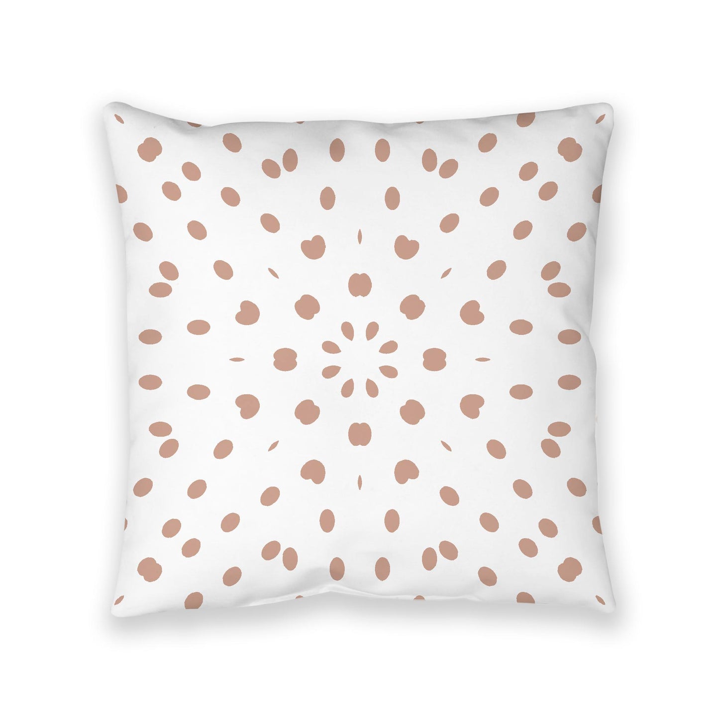 White Spun Polyester Floor Pillow, Salmon Burst on Top, White Bottom, 40 x 40 inches
