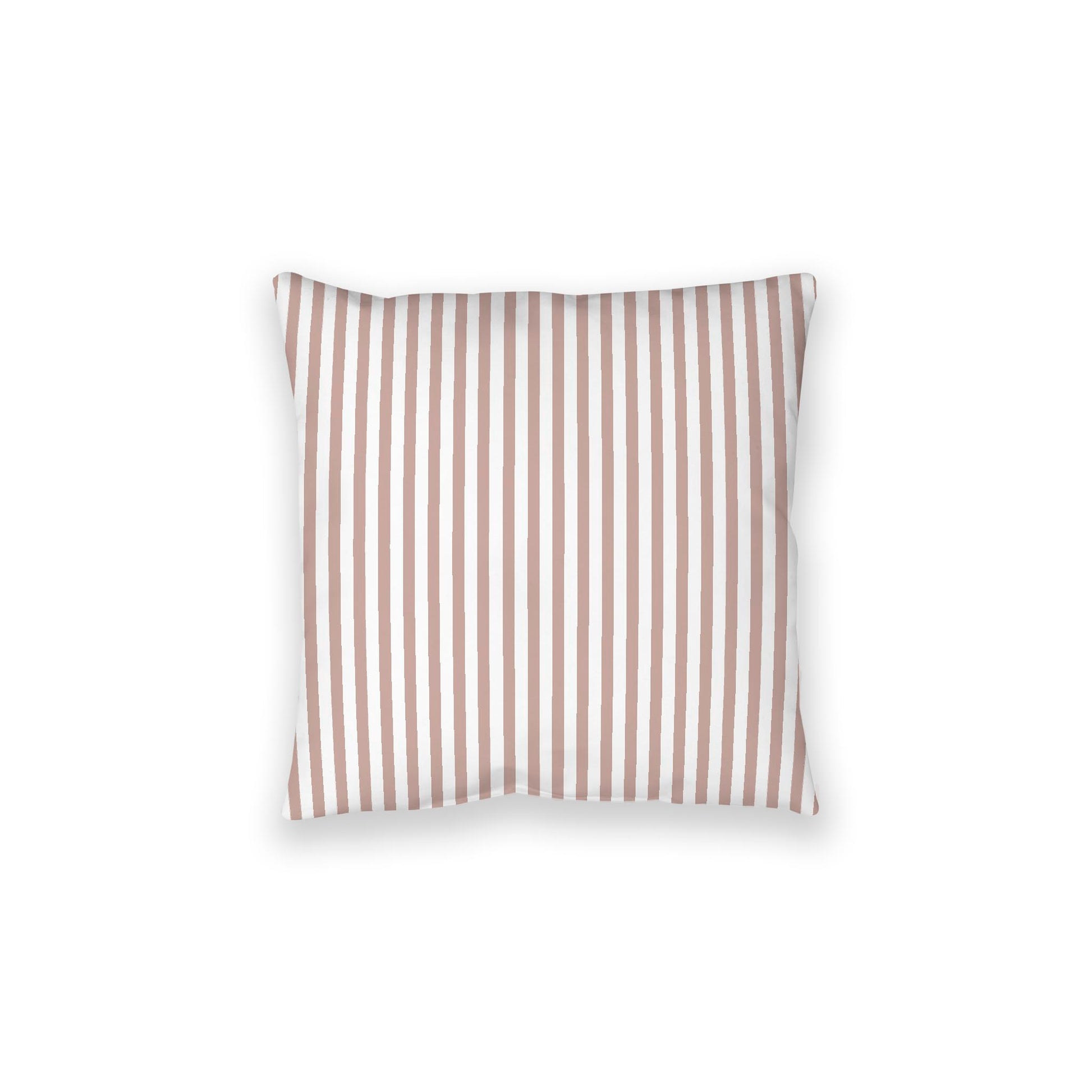 White Spun Polyester Floor Pillow, Thin Salmon Bars on Top, White Bottom, 28 x 28 inches