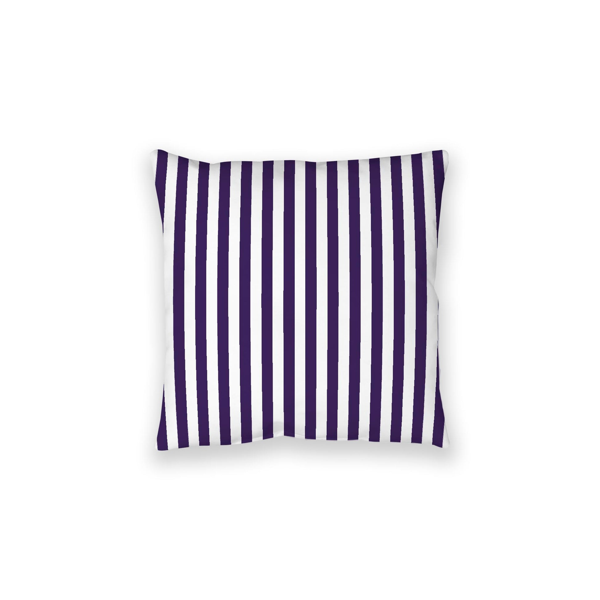 White Spun Polyester Floor Pillow, Bold Purple Bars on Top, White Bottom, 28 x 28 inches