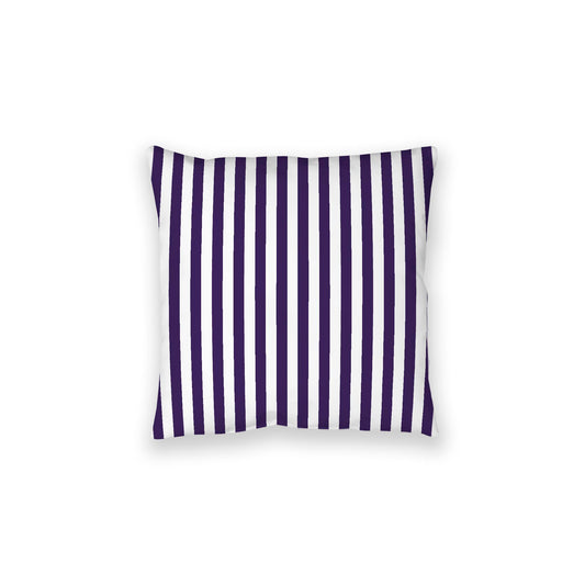 White Spun Polyester Floor Pillow, Bold Purple Bars on Top, White Bottom, 28 x 28 inches