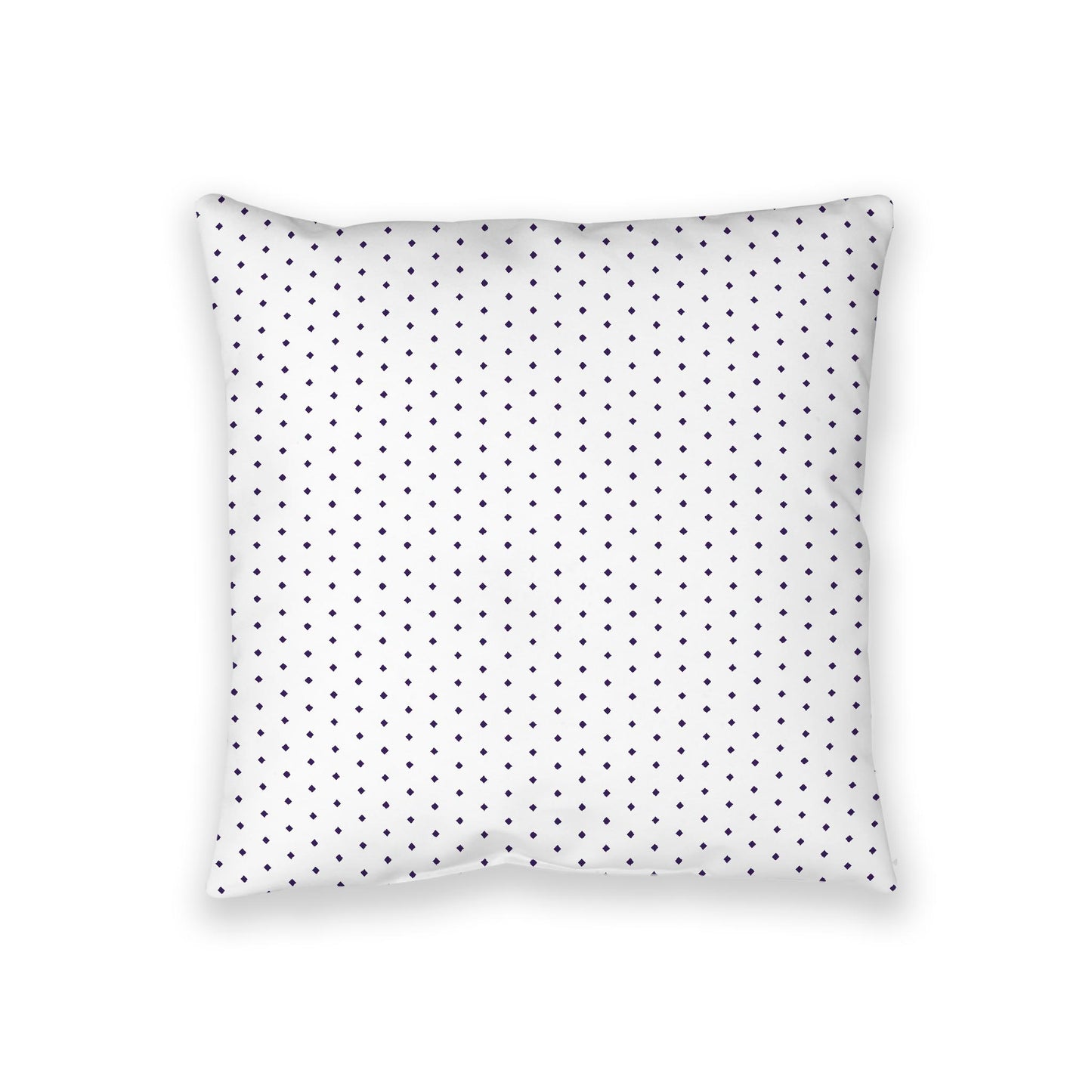 White Spun Polyester Floor Pillow, Purple Diamonds on Top, White Bottom, 36 x 36 inches