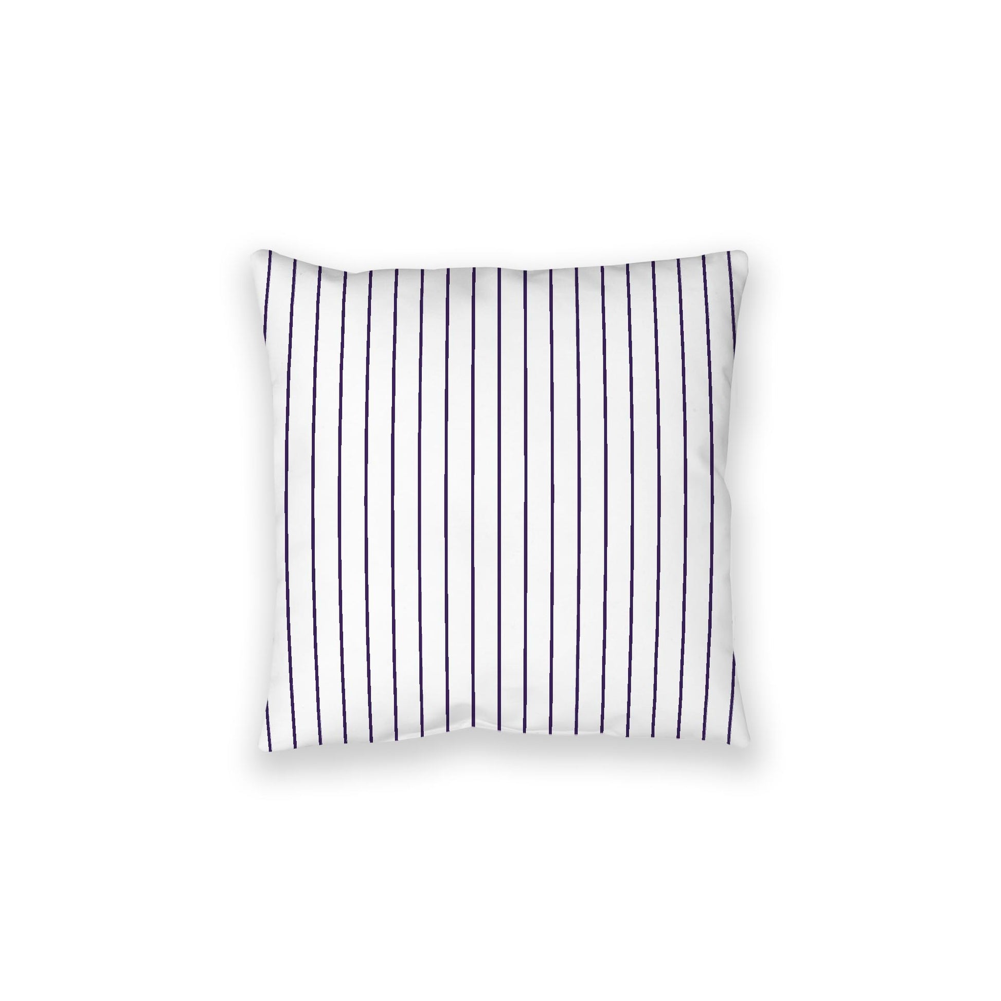 White Spun Polyester Floor Pillow, Purple Stripes on Top, White Bottom, 28 x 28 inches