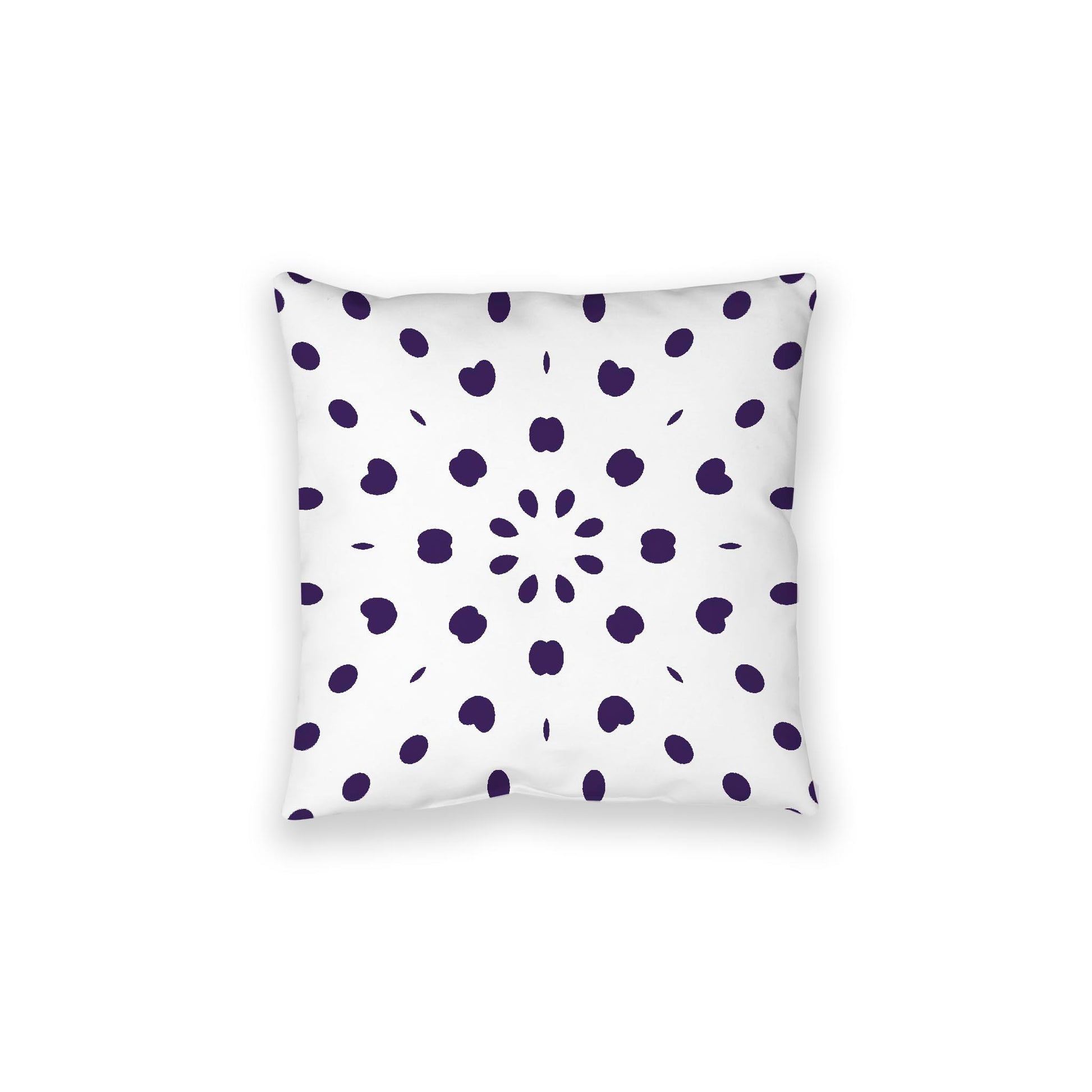 White Spun Polyester Floor Pillow, Purple Burst on Top, White Bottom, 28 x 28 inches