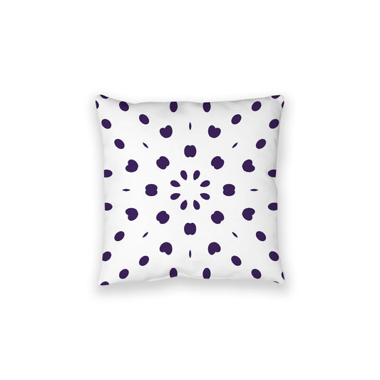 White Spun Polyester Floor Pillow, Purple Burst on Top, White Bottom, 28 x 28 inches