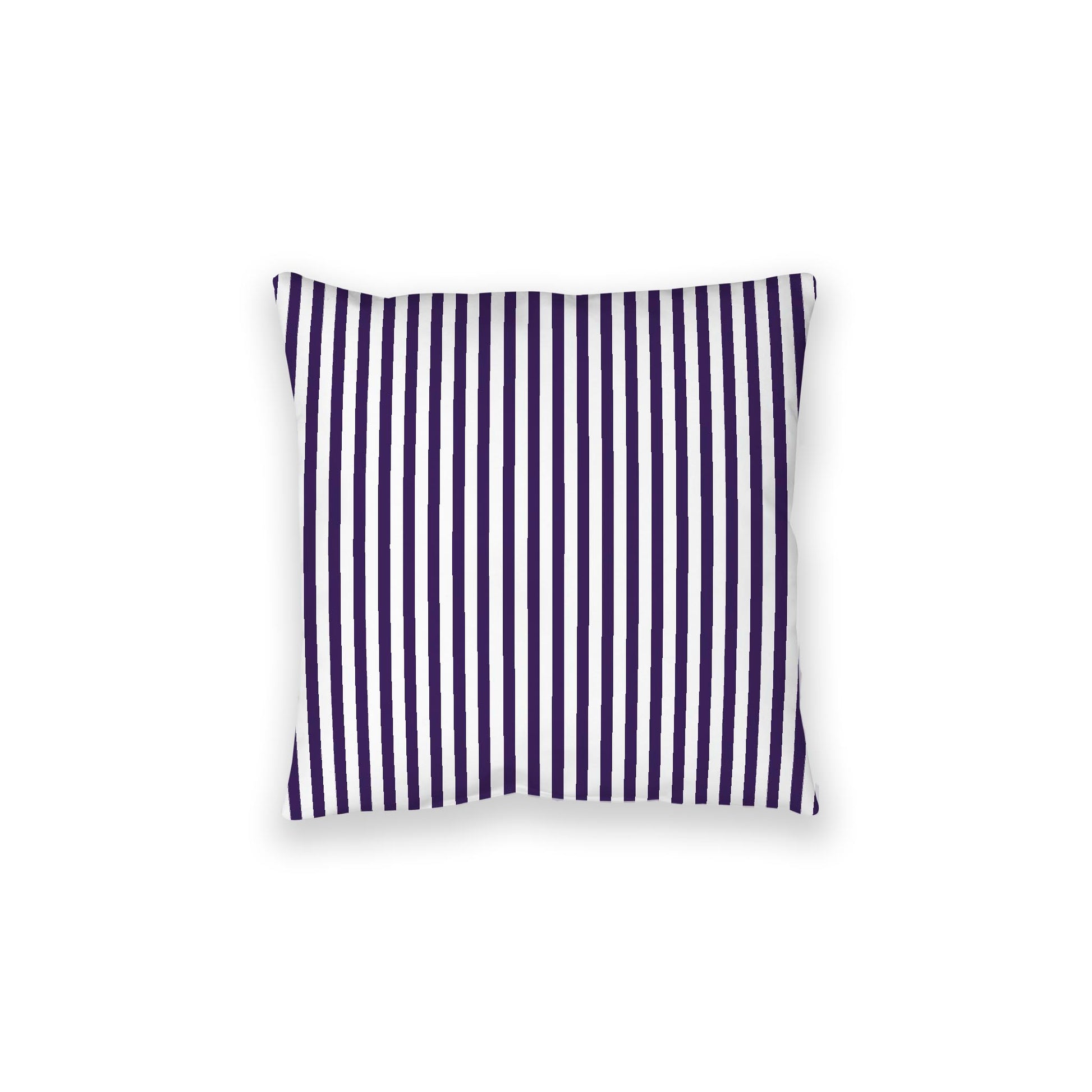 White Spun Polyester Floor Pillow, Thin Purple Bars on Top, White Bottom, 28 x 28 inches