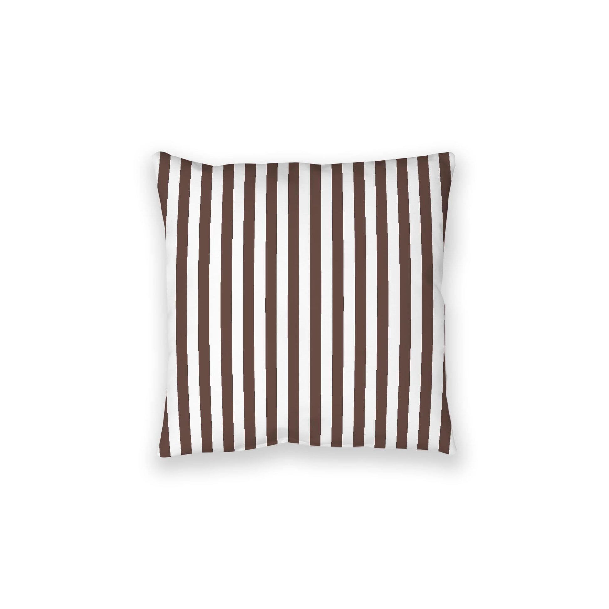 White Spun Polyester Floor Pillow, Bold Brown Bars on Top, White Bottom, 28 x 28 inches