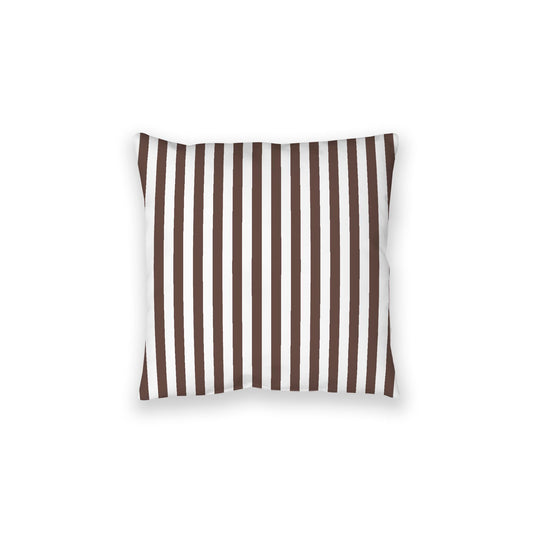 White Spun Polyester Floor Pillow, Bold Brown Bars on Top, White Bottom, 28 x 28 inches