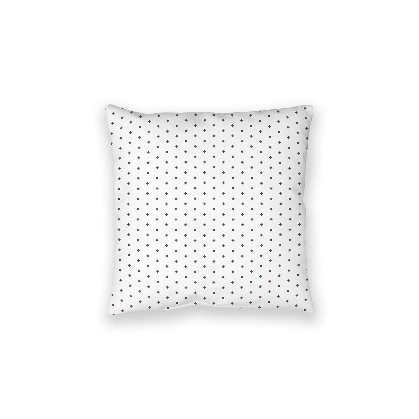 White Spun Polyester Floor Pillow, Brown Diamonds on Top, White Bottom, 28 x 28 inches