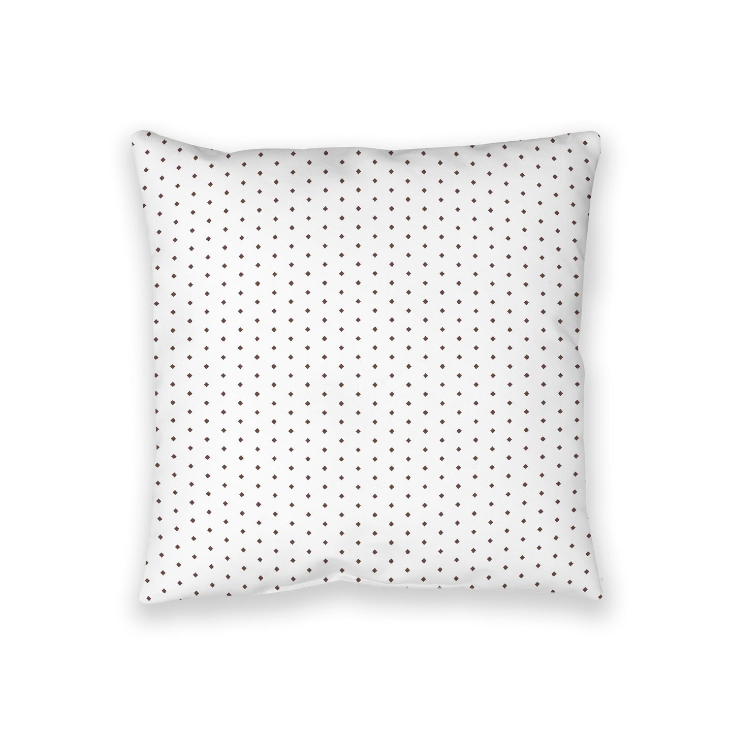White Spun Polyester Floor Pillow, Brown Diamonds on Top, White Bottom, 36 x 36 inches