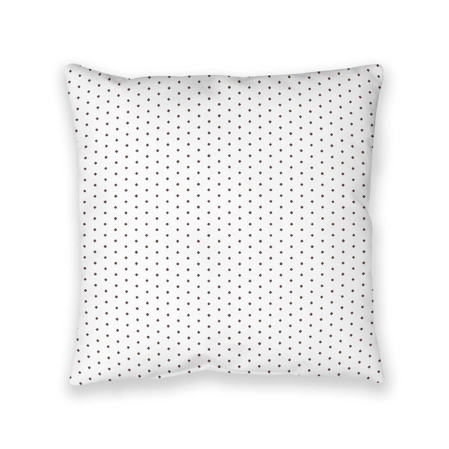 White Spun Polyester Floor Pillow, Brown Diamonds on Top, White Bottom, 40 x 40 inches