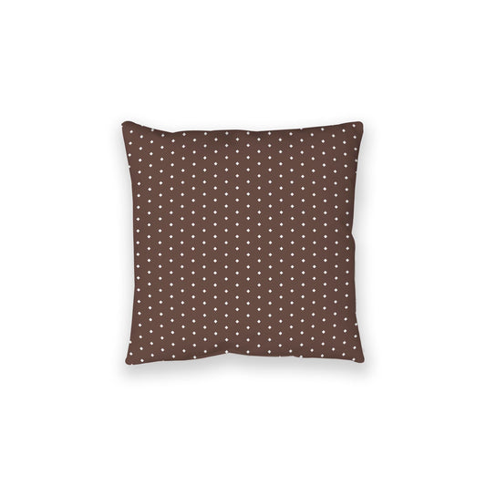 Brown Spun Polyester Floor Pillow, White Diamonds on Top, Brown Bottom, 28 x 28 inches