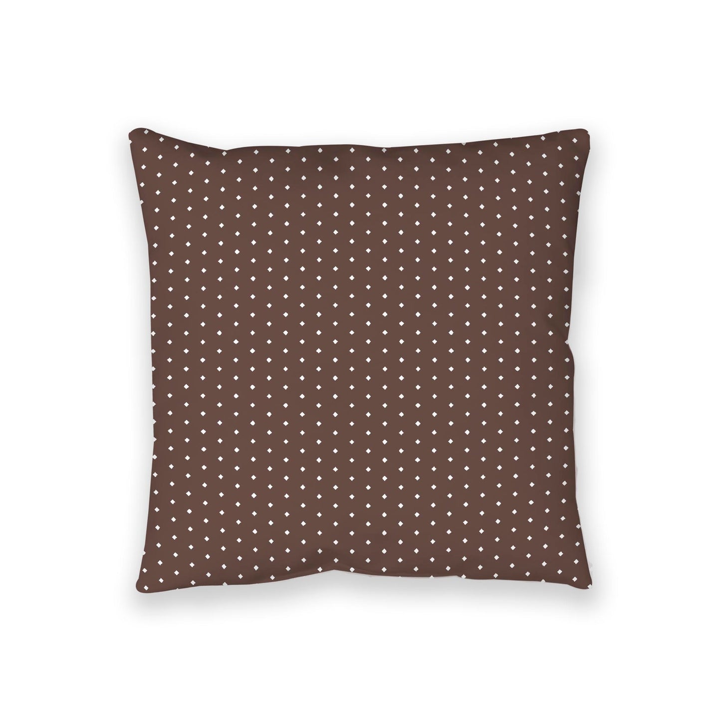 Brown Spun Polyester Floor Pillow, White Diamonds on Top, Brown Bottom, 36 x 36 inches