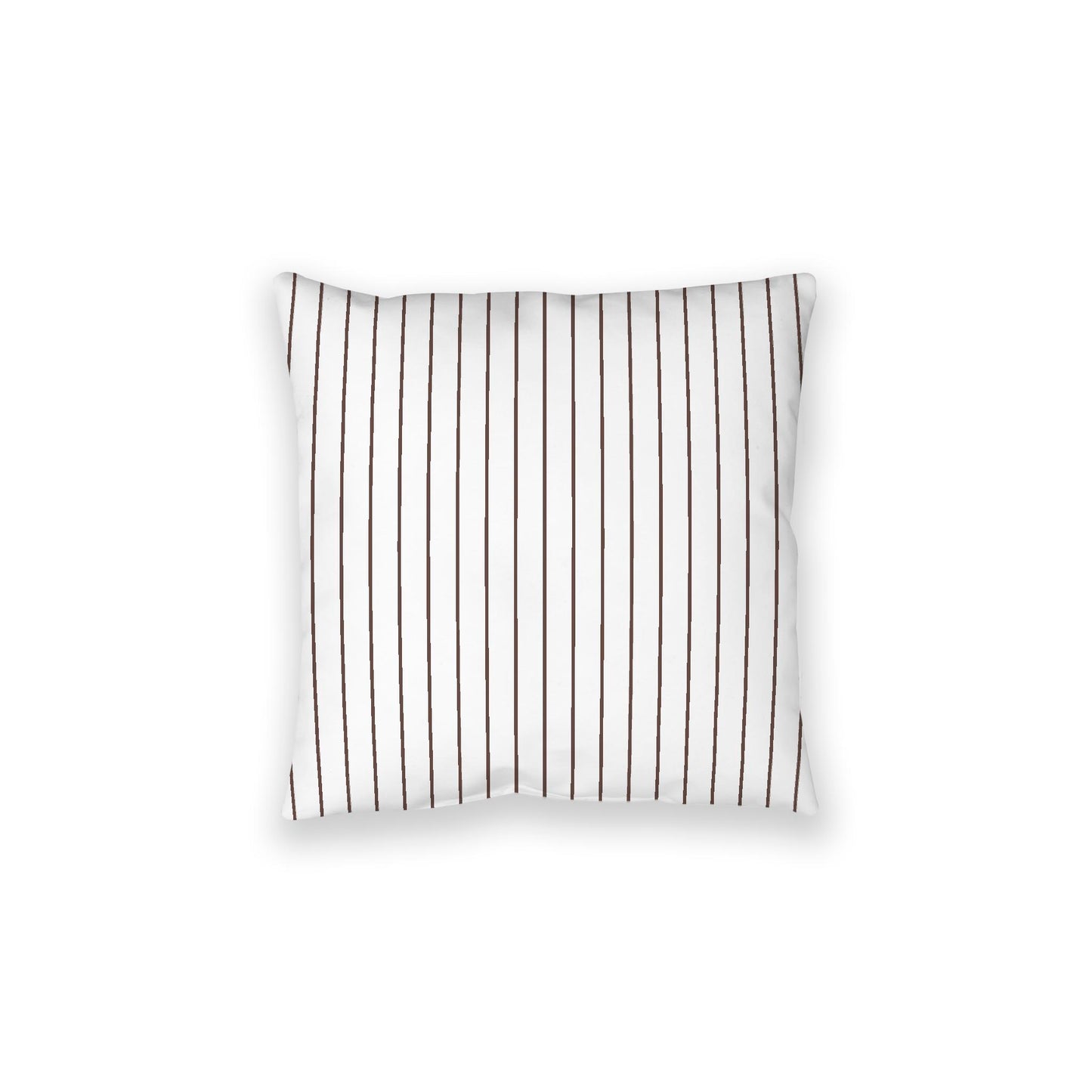White Spun Polyester Floor Pillow, Brown Stripes on Top, White Bottom, 28 x 28 inches