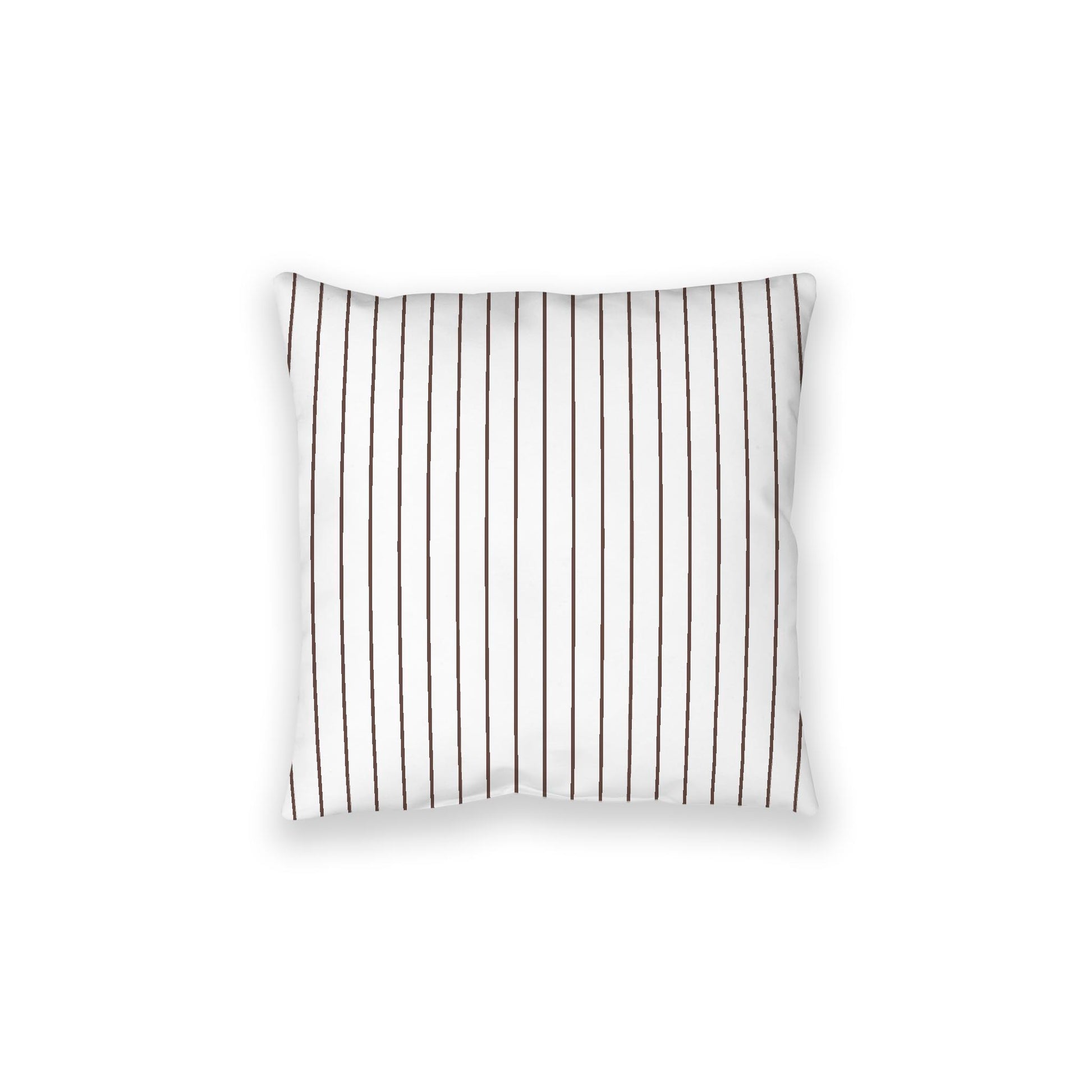 White Spun Polyester Floor Pillow, Brown Stripes on Top, White Bottom, 28 x 28 inches