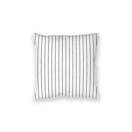 White Spun Polyester Floor Pillow, Brown Stripes on Top, White Bottom, 28 x 28 inches