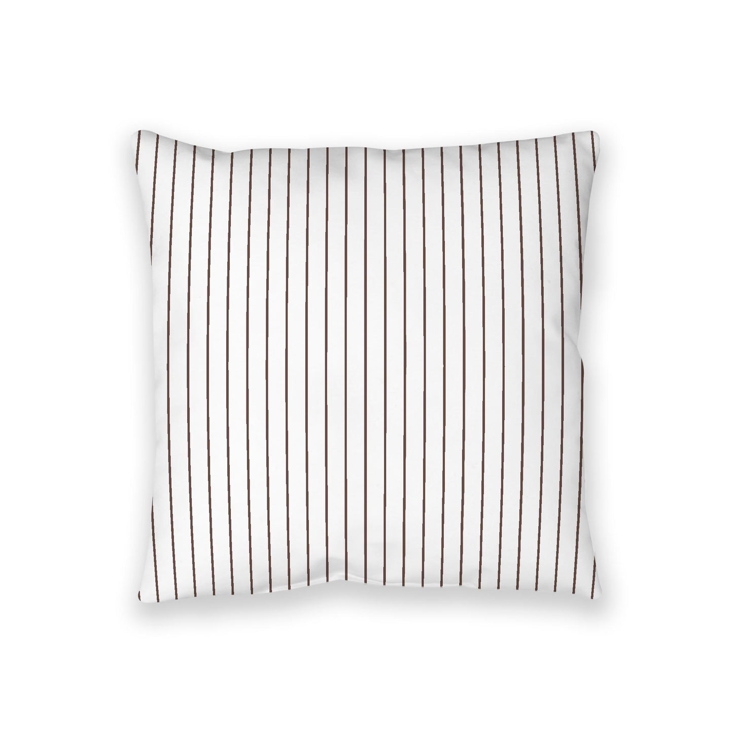 White Spun Polyester Floor Pillow, Brown Stripes on Top, White Bottom, 36 x 36 inches
