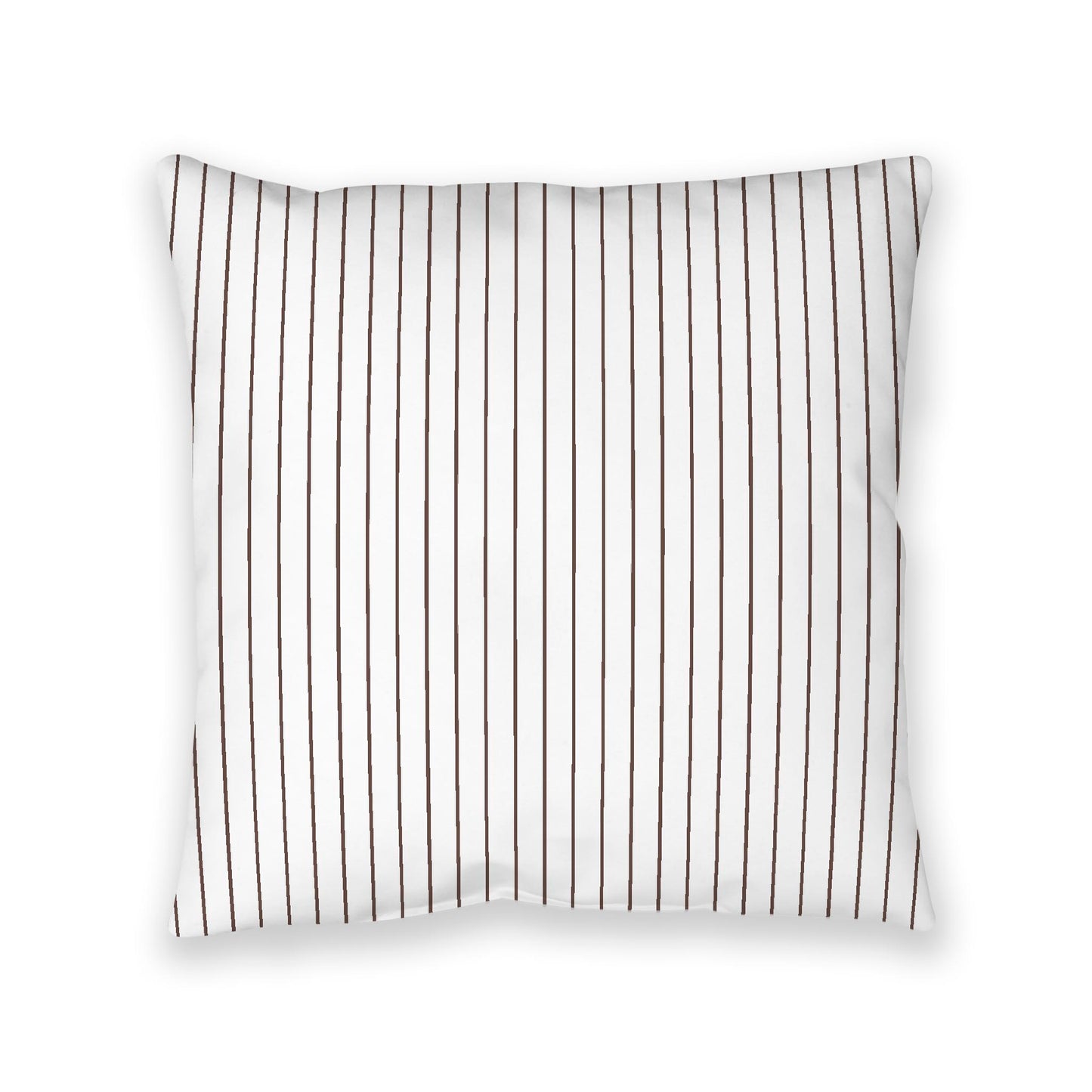 White Spun Polyester Floor Pillow, Brown Stripes on Top, White Bottom, 40 x 40 inches