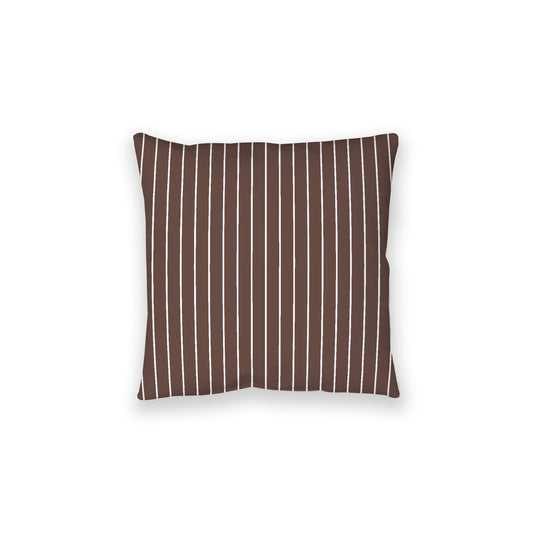 Brown Spun Polyester Floor Pillow, White Stripes on Top, Brown Bottom, 28 x 28 inches