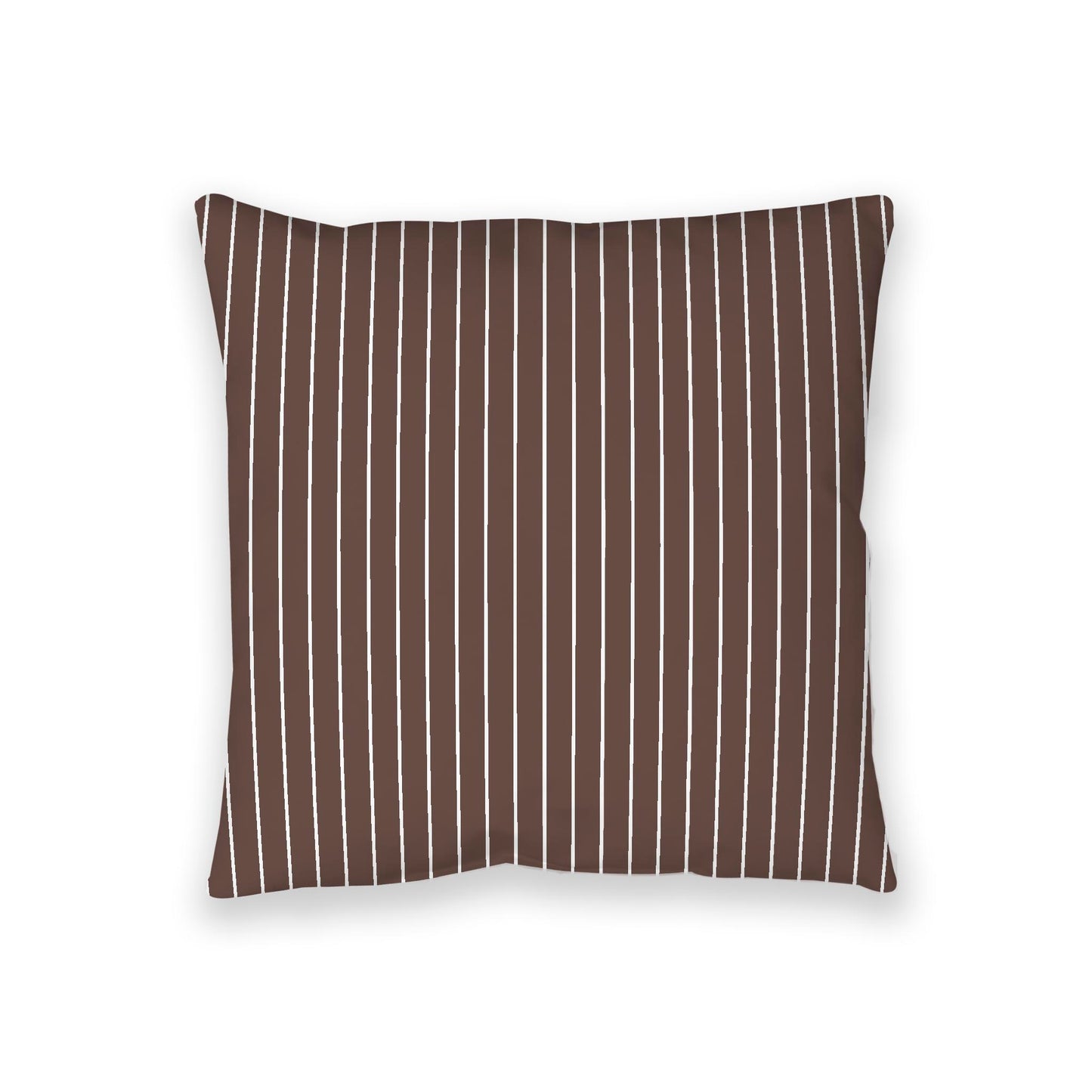 Brown Spun Polyester Floor Pillow, White Stripes on Top, Brown Bottom, 36 x 36 inches