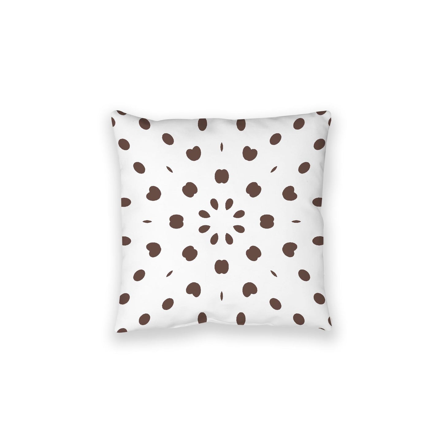 White Spun Polyester Floor Pillow, Brown Burst on Top, White Bottom, 28 x 28 inches