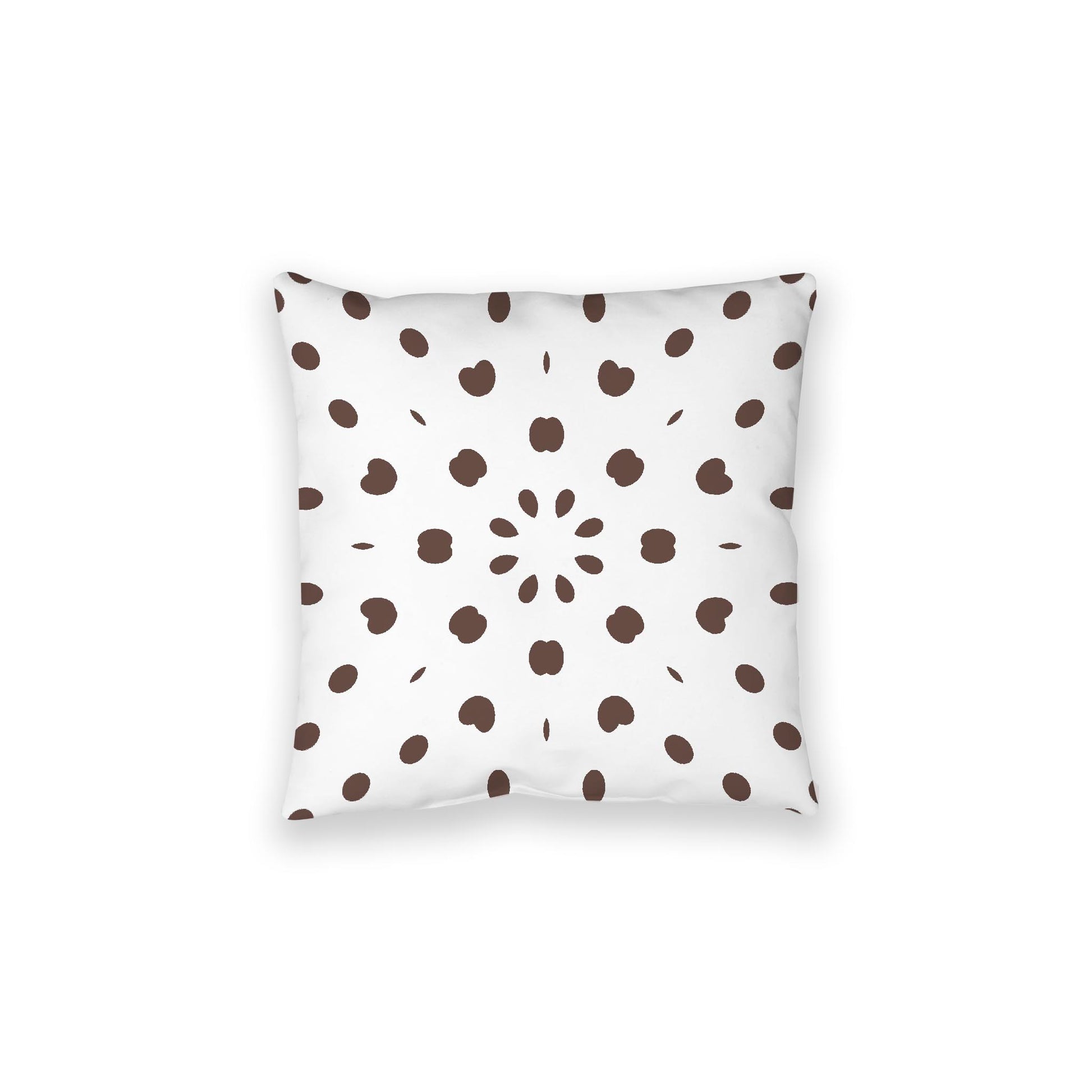 White Spun Polyester Floor Pillow, Brown Burst on Top, White Bottom, 28 x 28 inches