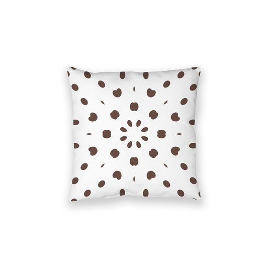 White Spun Polyester Floor Pillow, Brown Burst on Top, White Bottom, 28 x 28 inches