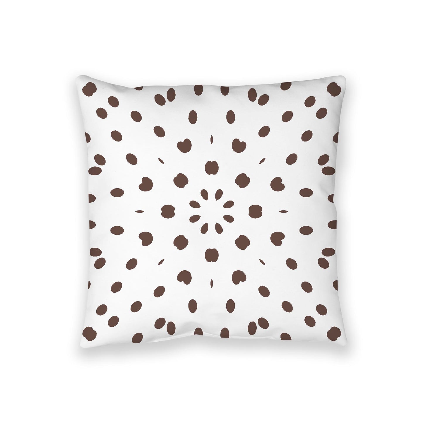 White Spun Polyester Floor Pillow, Brown Burst on Top, White Bottom, 36 x 36 inches