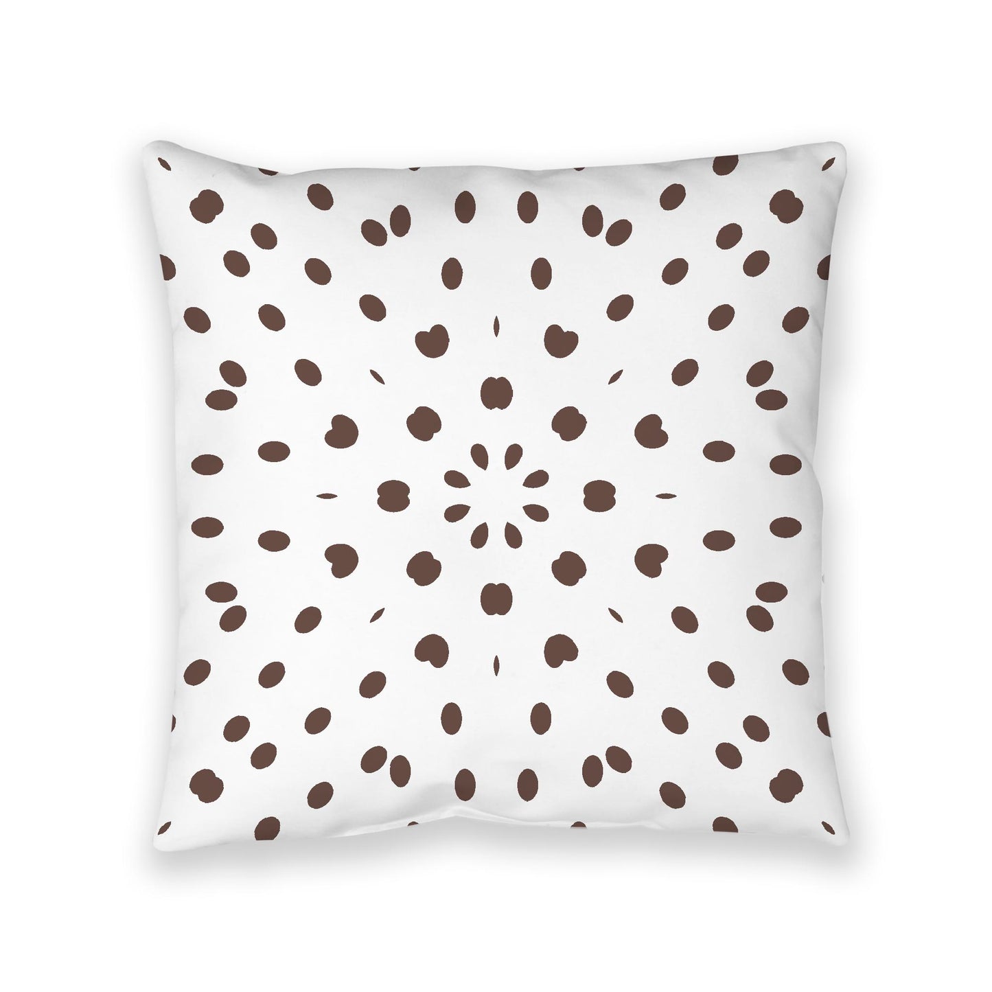 White Spun Polyester Floor Pillow, Brown Burst on Top, White Bottom, 40 x 40 inches