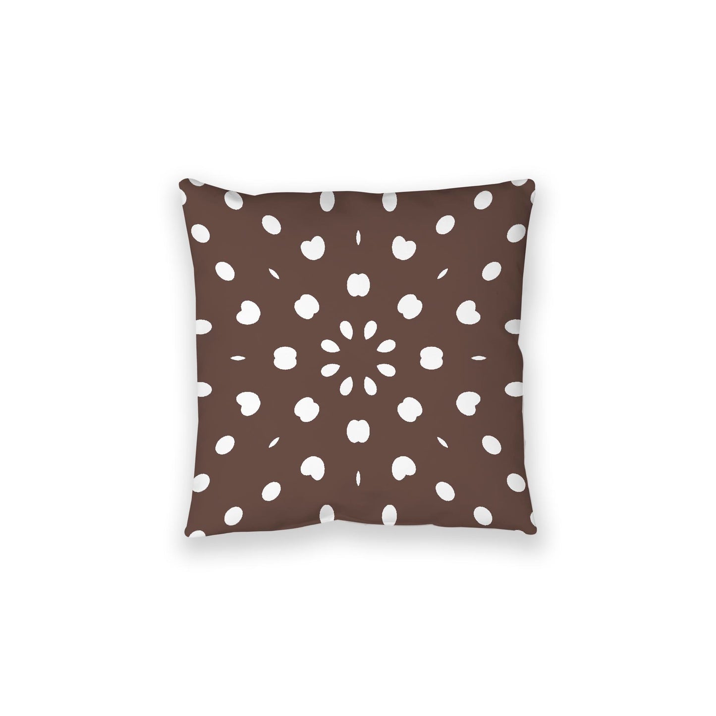 Brown Spun Polyester Floor Pillow, White Burst Pattern on Top, Brown Bottom, 28 x 28 inches