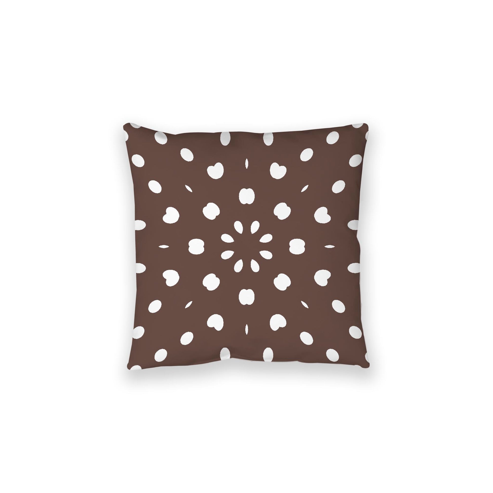 Brown Spun Polyester Floor Pillow, White Burst Pattern on Top, Brown Bottom, 28 x 28 inches