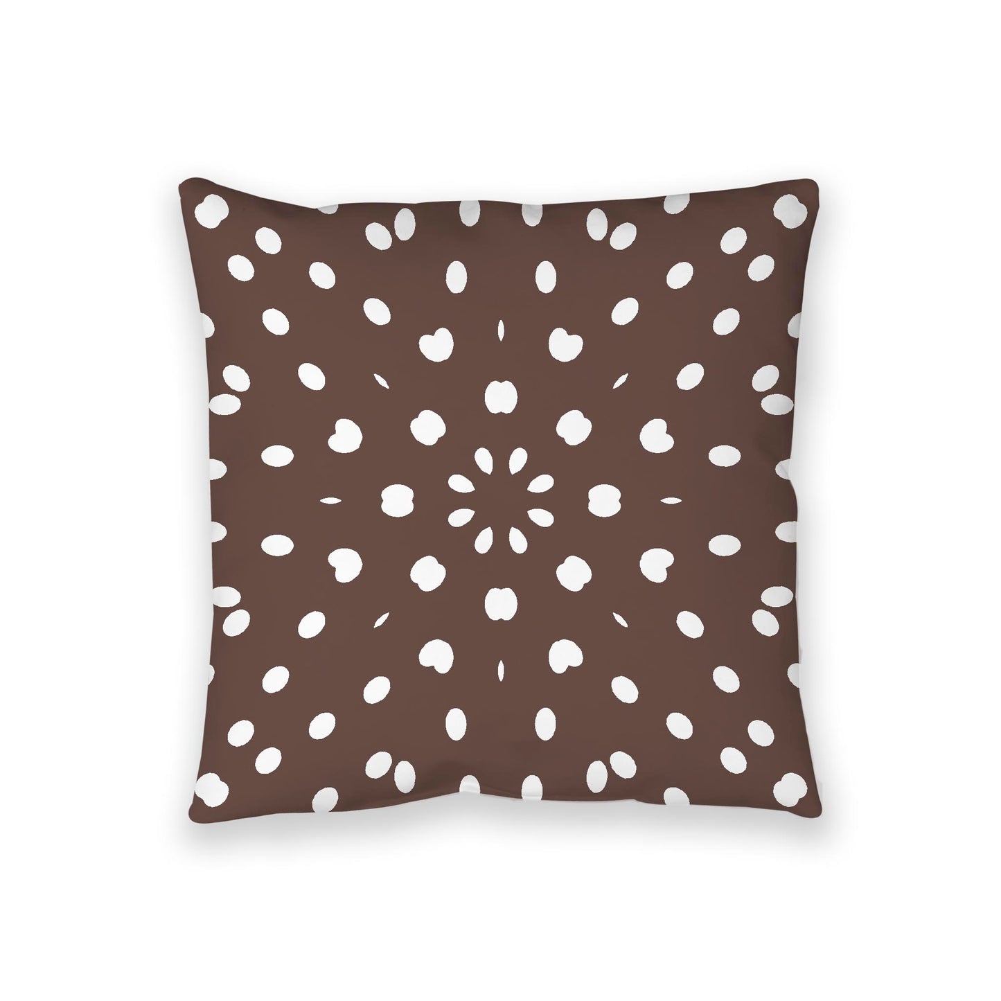 Brown Spun Polyester Floor Pillow, White Burst Pattern on Top, Brown Bottom, 36 x 36 inches