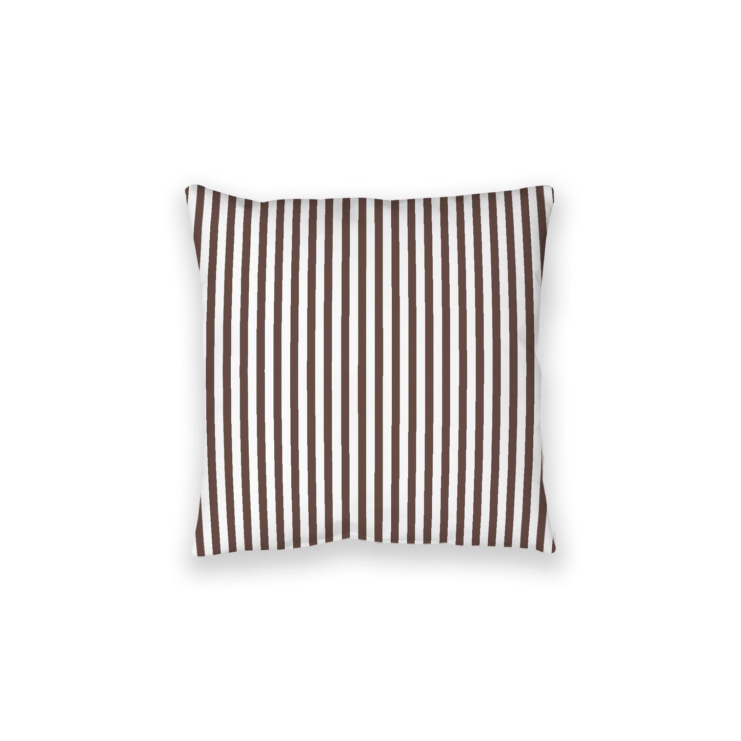 White Spun Polyester Floor Pillow, Thin Brown Bars on Top, White Bottom, 28 x 28 inches