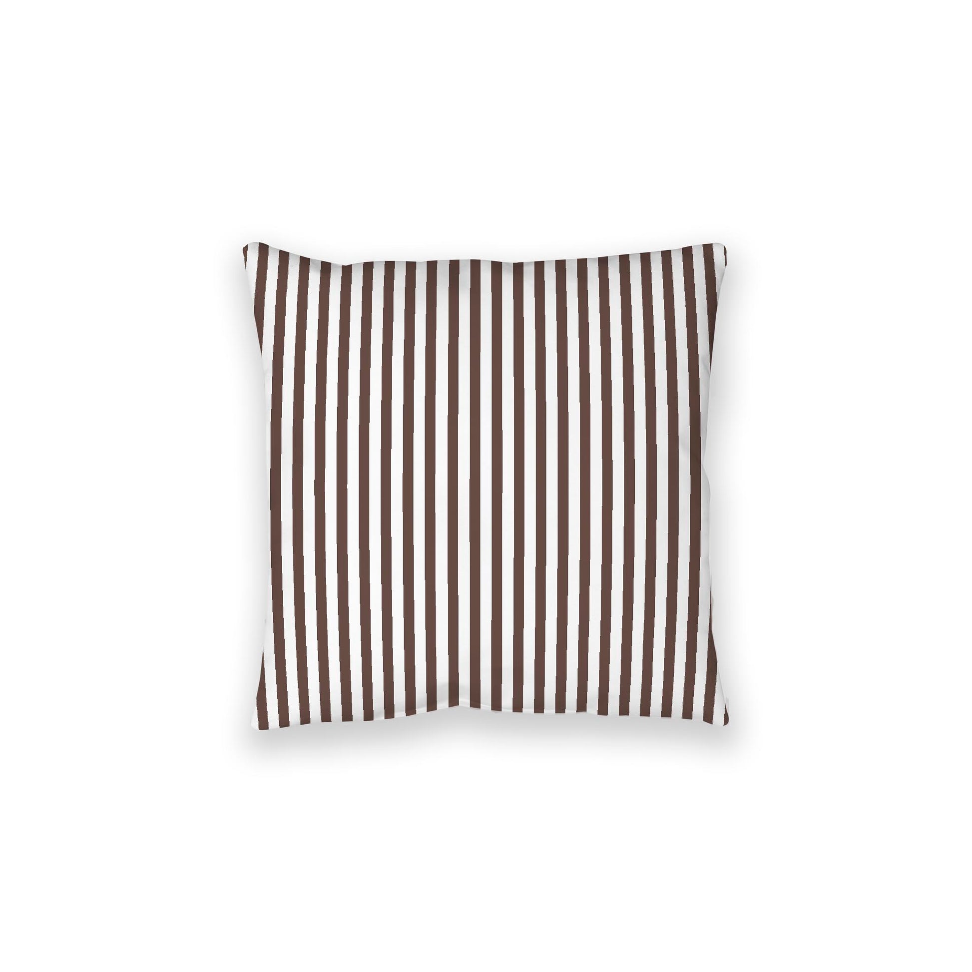 White Spun Polyester Floor Pillow, Thin Brown Bars on Top, White Bottom, 28 x 28 inches