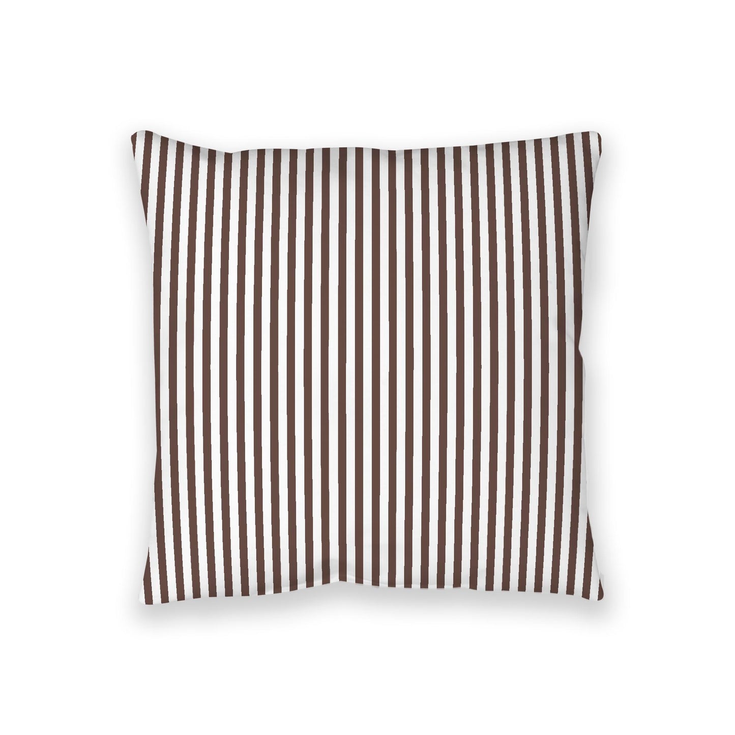 White Spun Polyester Floor Pillow, Thin Brown Bars on Top, White Bottom, 36 x 36 inches