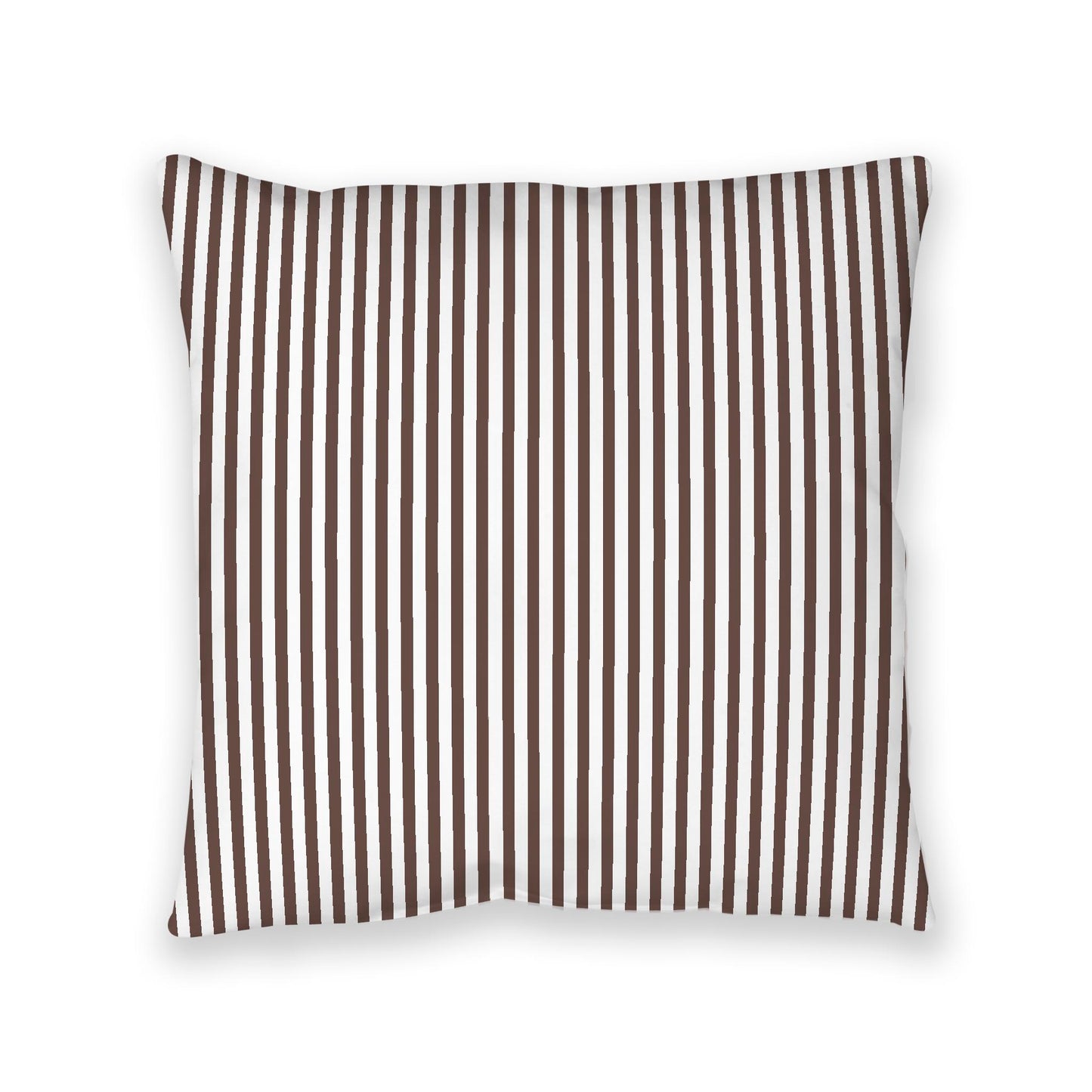 White Spun Polyester Floor Pillow, Thin Brown Bars on Top, White Bottom, 40 x 40 inches