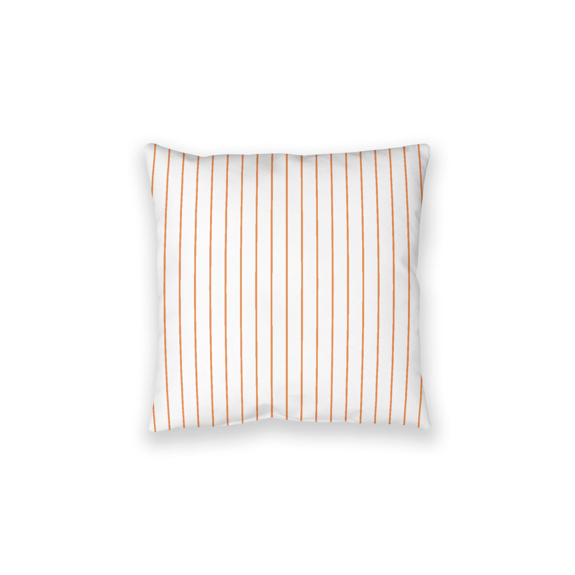 White Spun Polyester Floor Pillow, Orange Stripes on Top, White Bottom, 28 x 28 inches