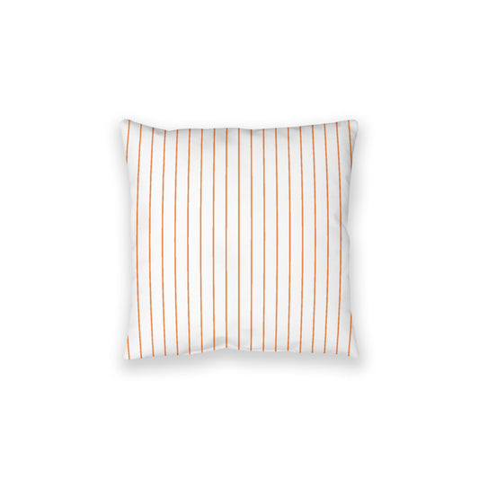 White Spun Polyester Floor Pillow, Orange Stripes on Top, White Bottom, 28 x 28 inches