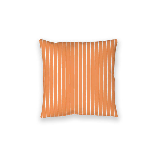 Orange Spun Polyester Floor Pillow, White Stripes on Top, Orange Bottom, 28 x 28 inches