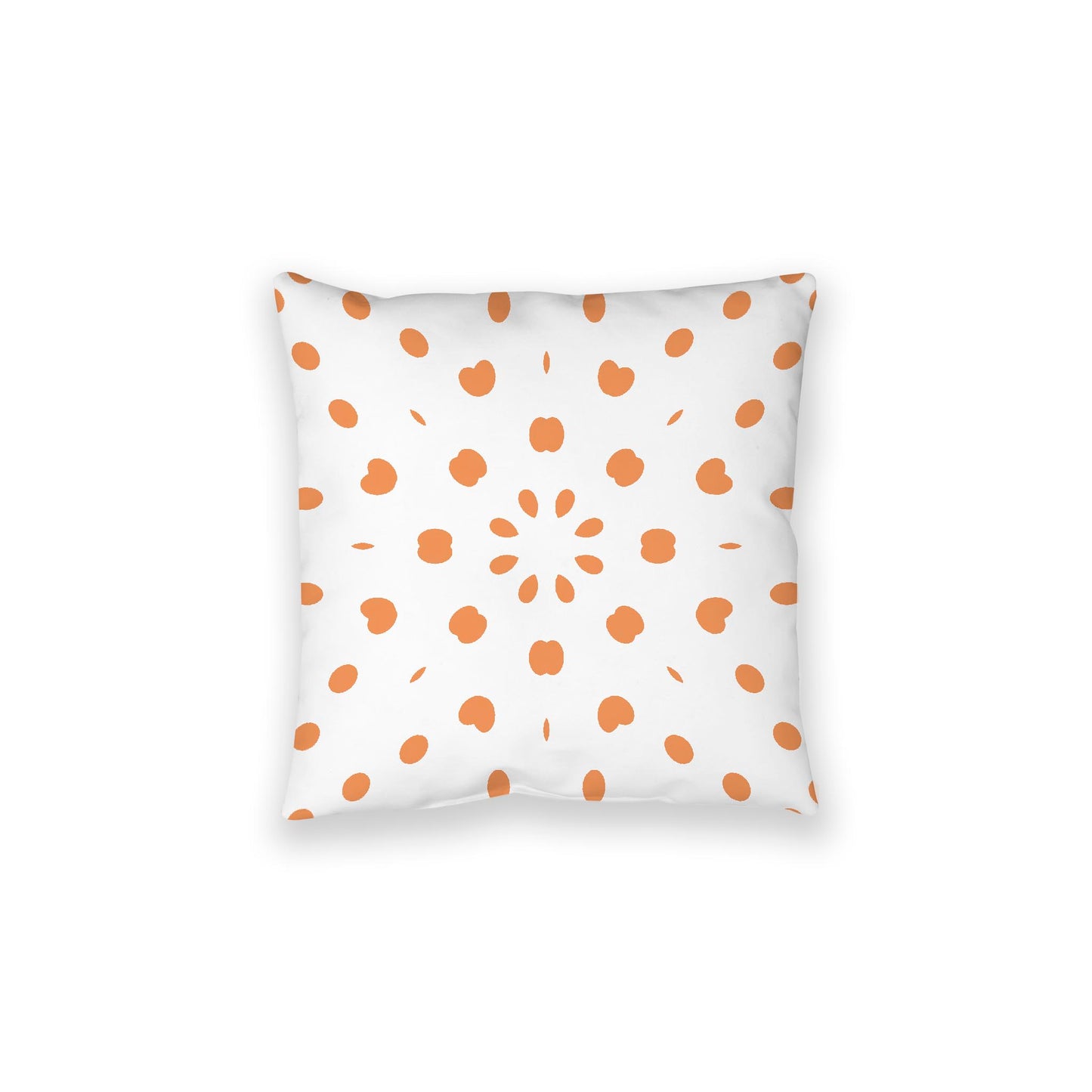 White Spun Polyester Floor Pillow, Orange Burst on Top, White Bottom, 28 x 28 inches
