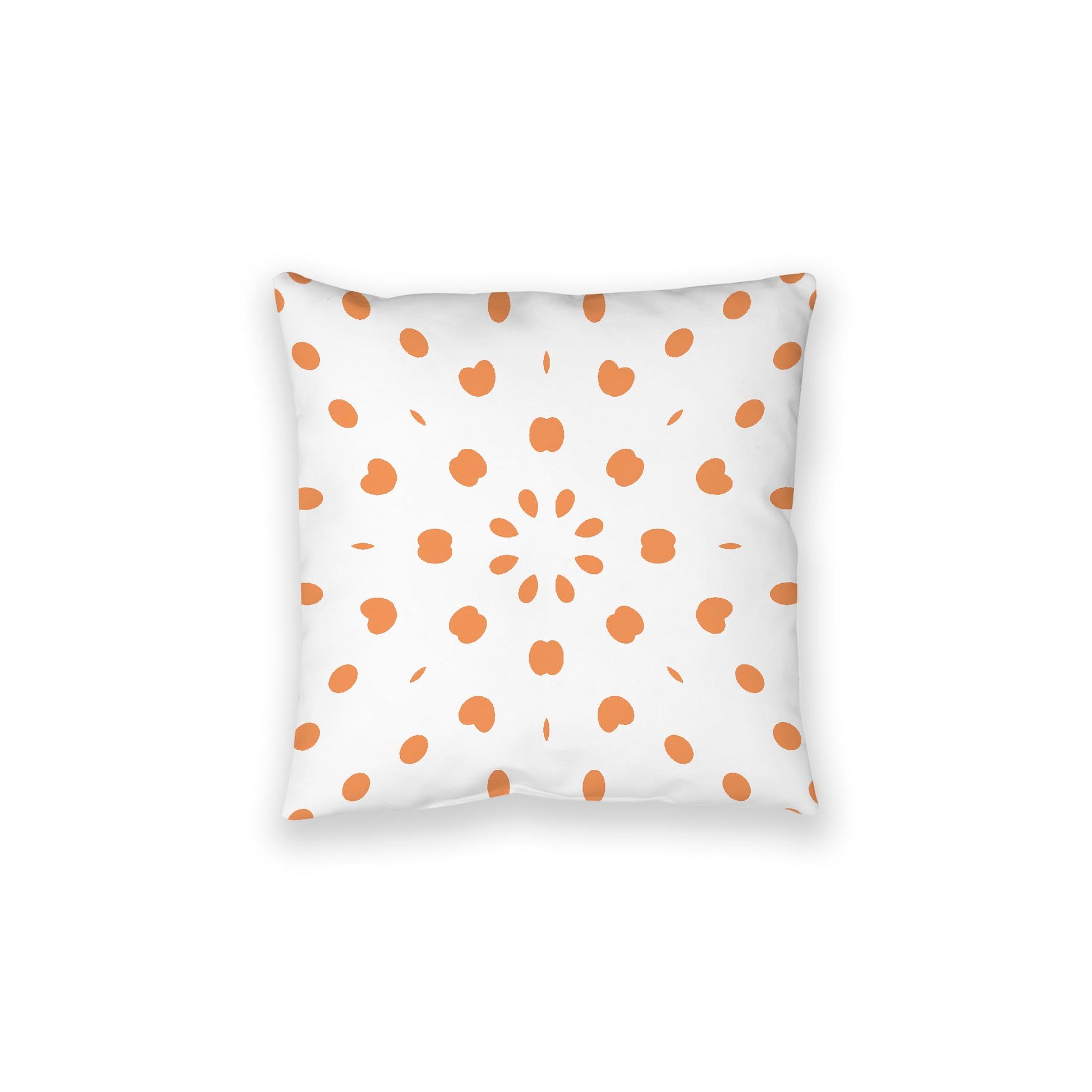 White Spun Polyester Floor Pillow, Orange Burst on Top, White Bottom, 28 x 28 inches