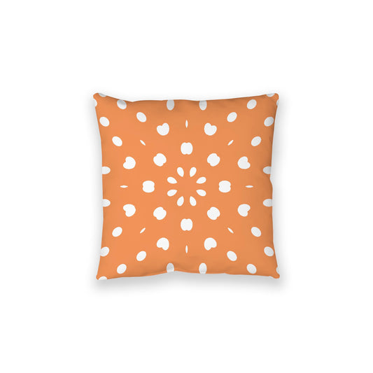 Orange Spun Polyester Floor Pillow, White Burst Pattern on Top, Orange Bottom, 28 x 28 inches