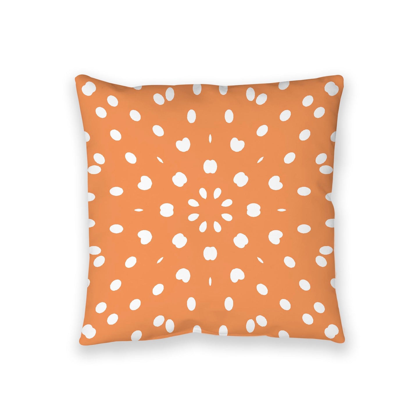 Orange Spun Polyester Floor Pillow, White Burst Pattern on Top, Orange Bottom, 36 x 36 inches